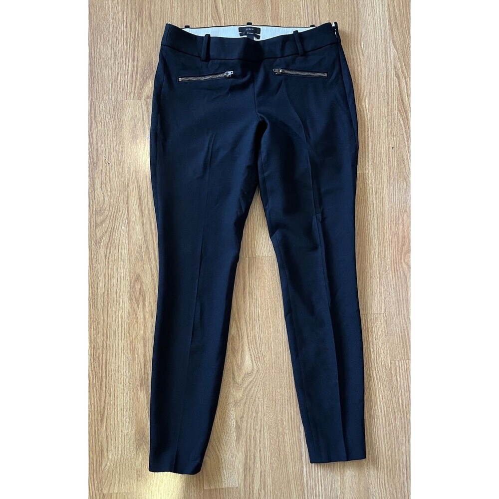 J Crew Black Wool Blend Zip Pocket Mid Rise Minnie Pants Size 2